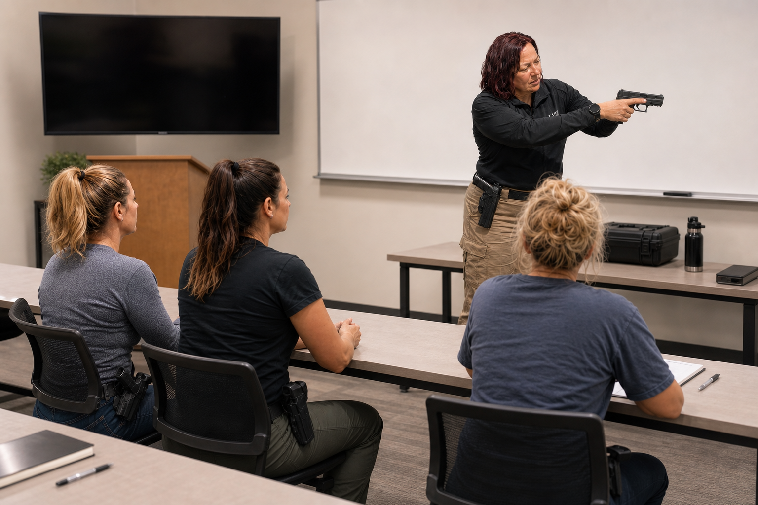 Women learning to trust your instincts during a situational awareness for women and personal safety training class in Las Vegas.